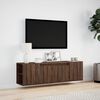 vidaXL Meuble TV mural avec lumi&egrave;res LED ch&ecirc;ne marron 135x31x39,5 cm