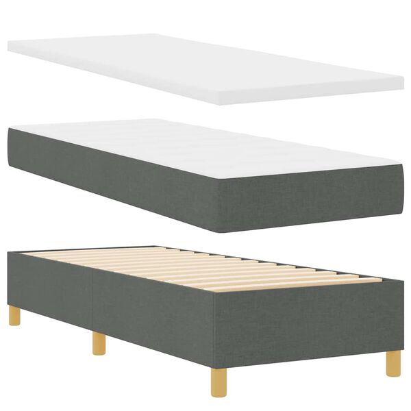vidaXL Lit &agrave; ressorts avec matelas Gris fonc&eacute; 80 x 200 cm tissu