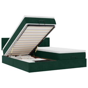 vidaXL Cadre de lit ottoman avec matelas vert fonc&eacute; 160x200 cm velours