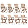 vidaXL Chaises pliables d'extérieur et coussins lot de 8 Bois d'acacia