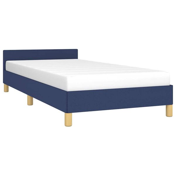 vidaXL Cadre de lit avec t&ecirc;te de lit sans matelas bleu 90x200 cm tissu