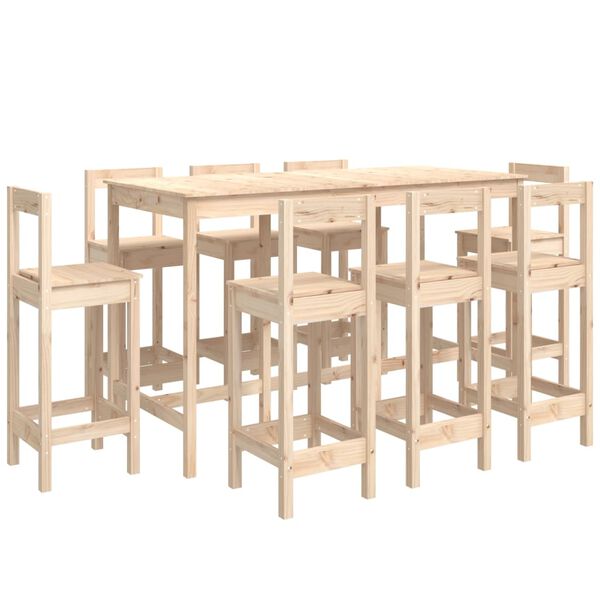 vidaXL Ensemble de bar 9 pcs Bois de pin massif