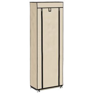 vidaXL Armoire &agrave; chaussures avec housse Cr&egrave;me 57x29x162 cm Tissu