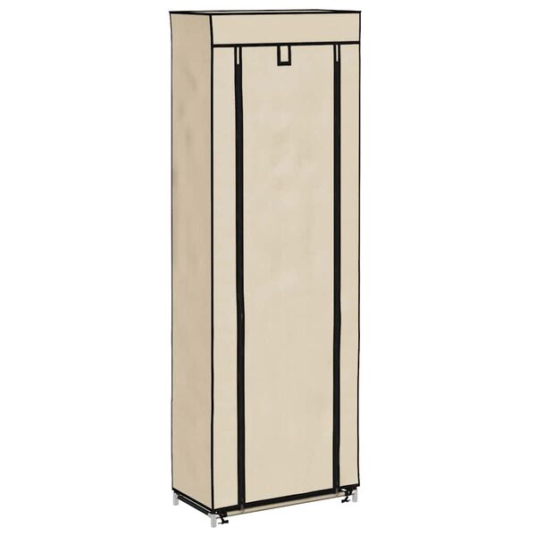 vidaXL Armoire &agrave; chaussures avec housse Cr&egrave;me 57x29x162 cm Tissu