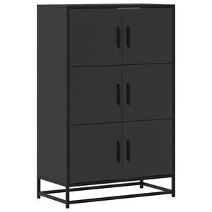 vidaXL Buffet haut noir 68x35x106,5 cm bois d'ing&eacute;nierie et m&eacute;tal