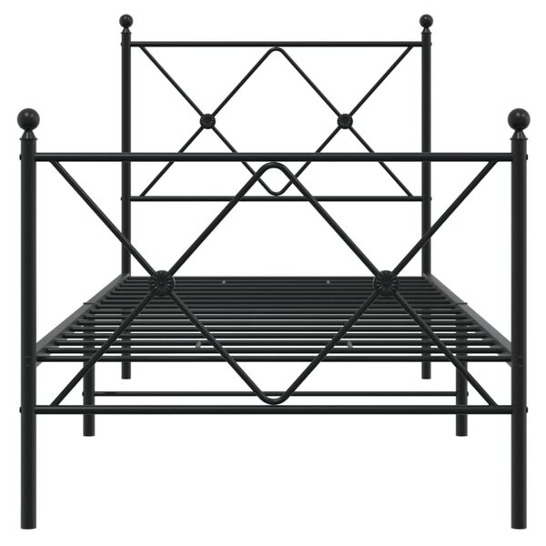 vidaXL Cadre de lit m&eacute;tal sans matelas avec pied de lit noir 80x200 cm