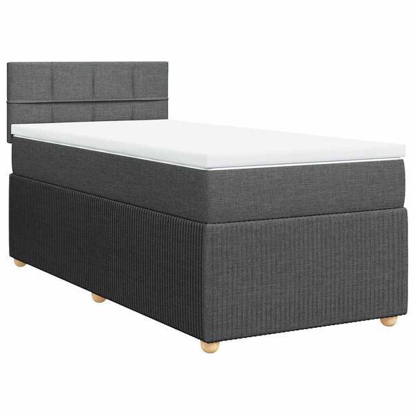 vidaXL Sommier &agrave; lattes de lit avec matelas Gris fonc&eacute; 100x200cm Tissu
