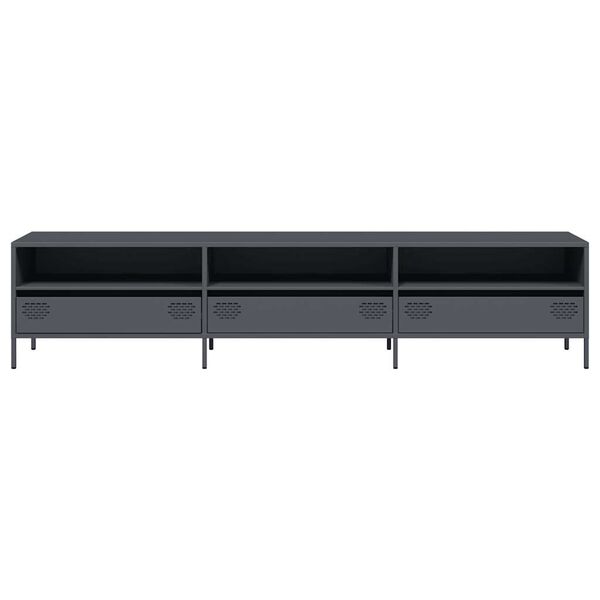 vidaXL Meuble TV anthracite 202x39x43,5 cm acier laminé à froid