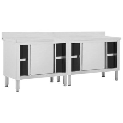 vidaXL Tables avec portes coulissantes 2 pcs 240x50x(95-97) cm Inox