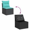 vidaXL Salon de jardin avec coussins 8 pcs noir r&eacute;sine tress&eacute;e acacia