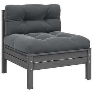 vidaXL Canap&eacute; central de jardin avec coussins anthracite Gris Pin
