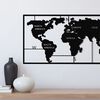 Homemania D&eacute;coration murale Carte du monde 90x55 cm M&eacute;tal Noir