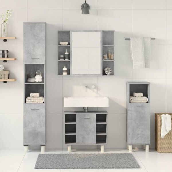 vidaXL Ensemble de meubles de salle de bain 4 pcs gris b&eacute;ton