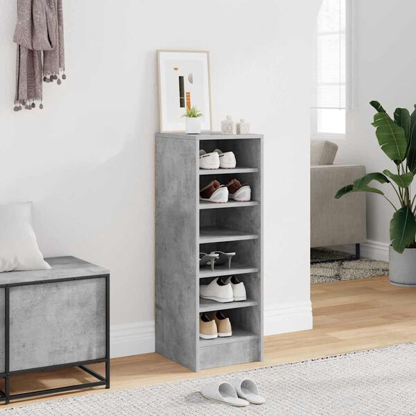 vidaXL Armoire &agrave; chaussures Gris b&eacute;ton 31,5x35x90 cm Bois d'ing&eacute;nierie