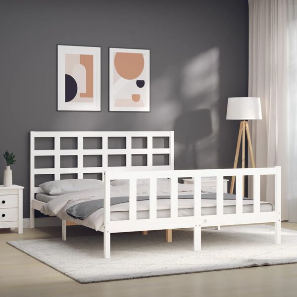 vidaXL Cadre de lit sans matelas blanc bois de pin massif