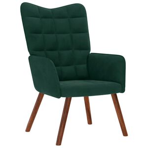 vidaXL Chaise de relaxation Vert fonc&eacute; Velours