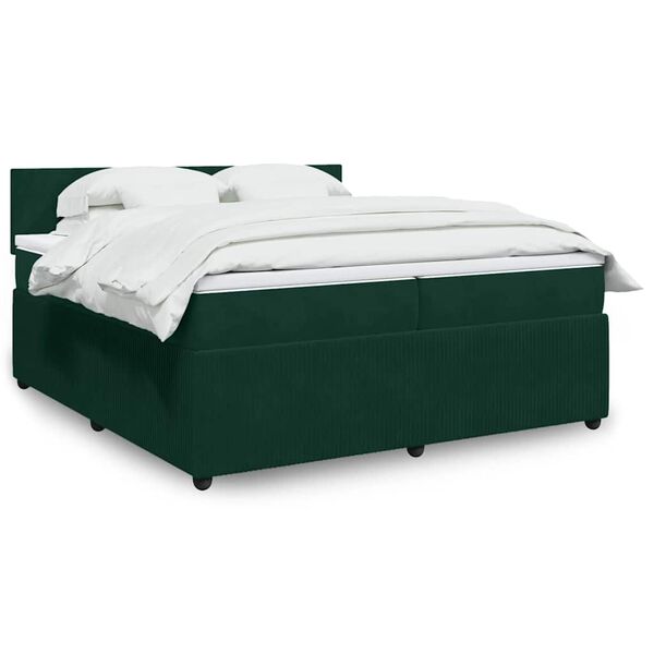 vidaXL Sommier &agrave; lattes de lit et matelas Vert fonc&eacute; 200x200cm Velours