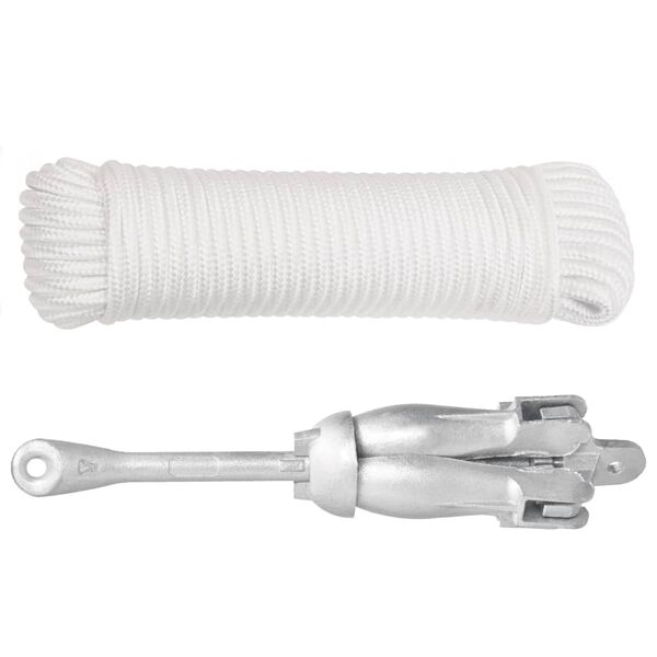 vidaXL Ancre pliable avec corde argent&eacute; 6 kg fonte galvanis&eacute;e &agrave; chaud