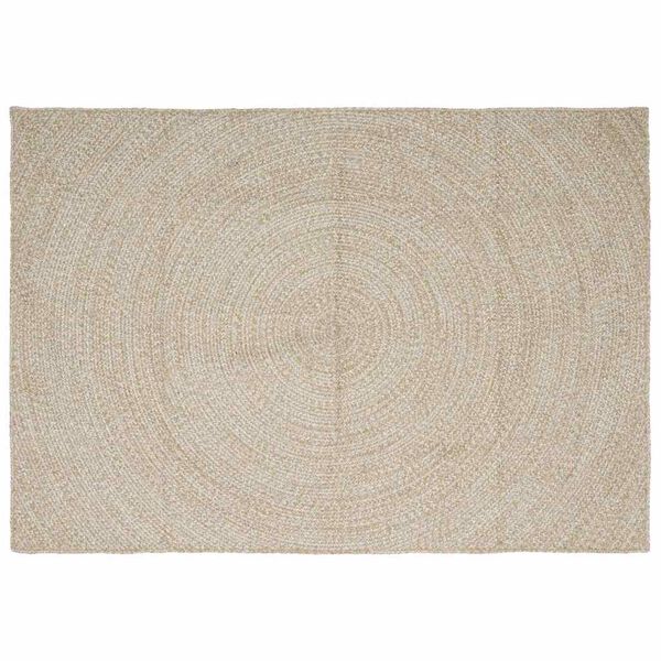 vidaXL Tapis de surface Naturel et Blanc 200 x 290 cm Jute