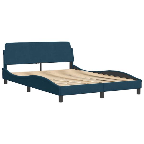 vidaXL Lit avec matelas Hanko bleu 140x190 cm velours