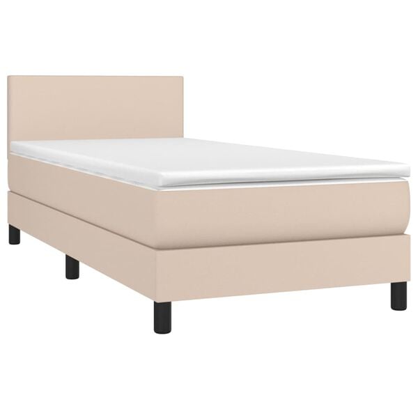vidaXL Sommier à lattes de lit matelas et LED Cappuccino 90x190cm