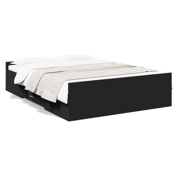 vidaXL Cadre de lit avec tiroirs sans matelas noir 120x190 cm
