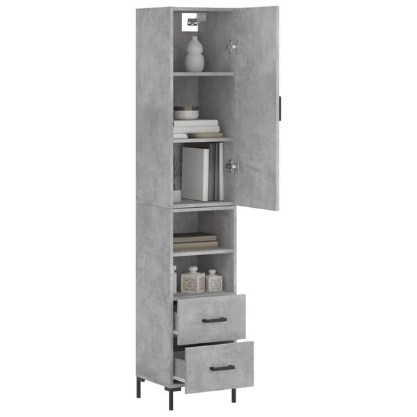 vidaXL Buffet haut Gris b&eacute;ton 34,5x34x180 cm Bois d'ing&eacute;nierie