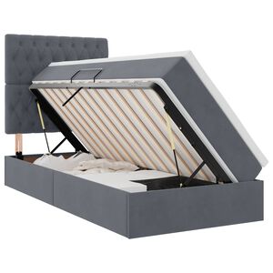 vidaXL Lit avec rangement et matelas Gris fonc&eacute; 90 x 190 cm Velours