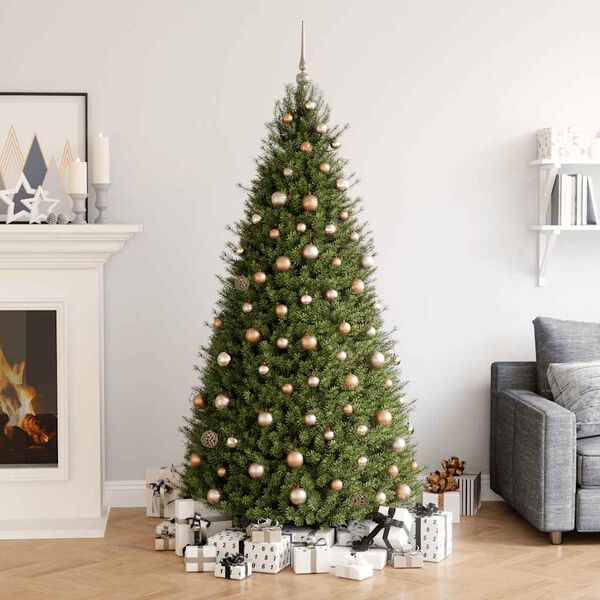 vidaXL Set de boules de Noël avec pic et 300 LED 120pcs Doré rose