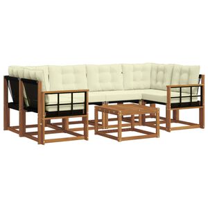 vidaXL Ensemble de canap&eacute;s d'ext&eacute;rieur 7 pcs Naturel et Cr&egrave;me