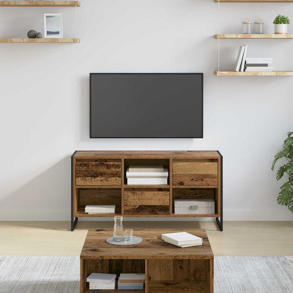 vidaXL Meuble TV Bois Ancien 100 x 36 x 49,5 cm Bois d'ing&eacute;nierie