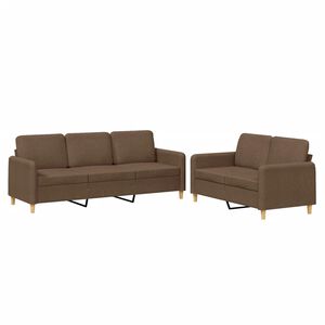 vidaXL Ensemble de canapés 2 pcs avec coussins Marron Tissu