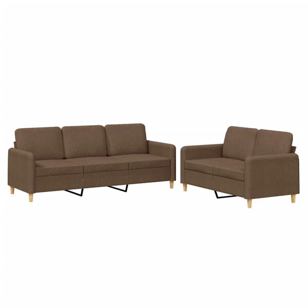 vidaXL Ensemble de canap&eacute;s 2 pcs avec coussins Marron Tissu