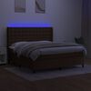 vidaXL Sommier &agrave; lattes de lit matelas et LED Marron fonc&eacute; 160x200 cm