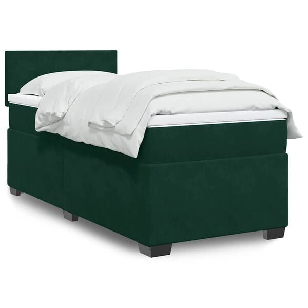 vidaXL Sommier &agrave; lattes de lit avec matelas Vert fonc&eacute; 90x190 cm