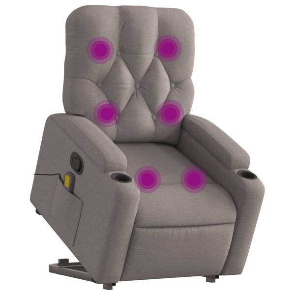 vidaXL Fauteuil inclinable de massage Taupe Tissu