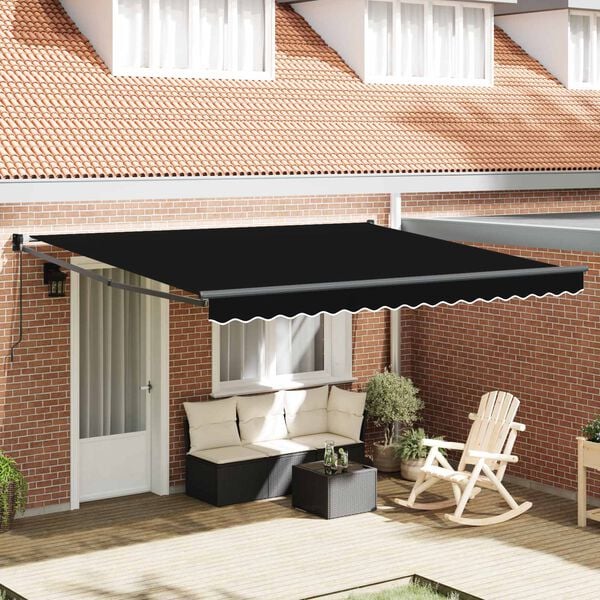 vidaXL Auvent R&eacute;tractable Noir 400 &times; 300 cm Polyester et Aluminium