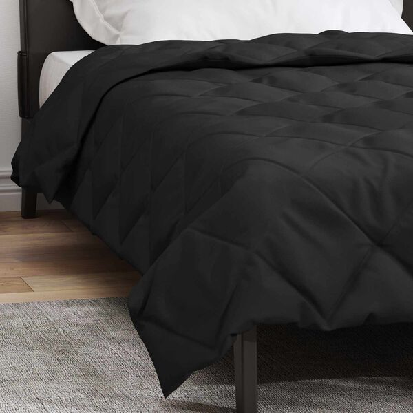 vidaXL Duvet complet toute l'ann&eacute;e Noir 220 x 135 cm Microfibre