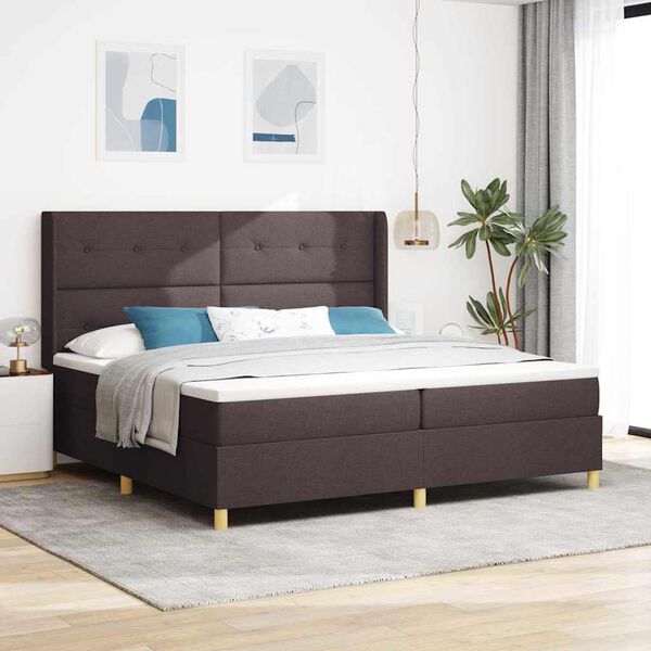 vidaXL Lit &agrave; ressorts avec matelas Marron 200 x 200 cm tissu