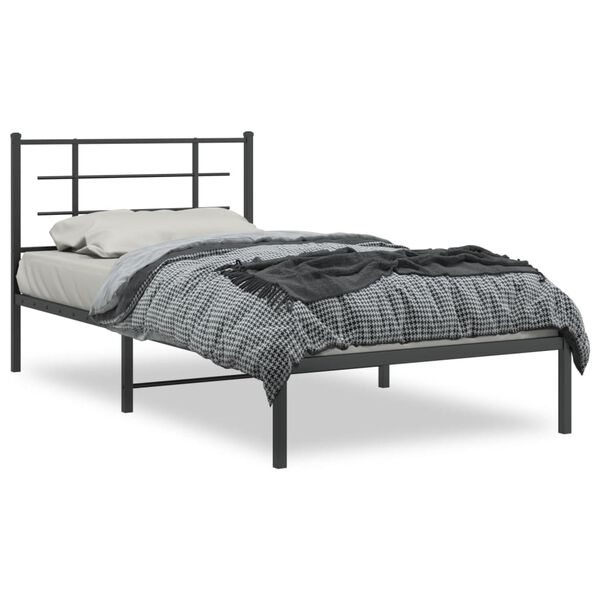 vidaXL Cadre de lit métal sans matelas avec tête de lit noir 107x203cm
