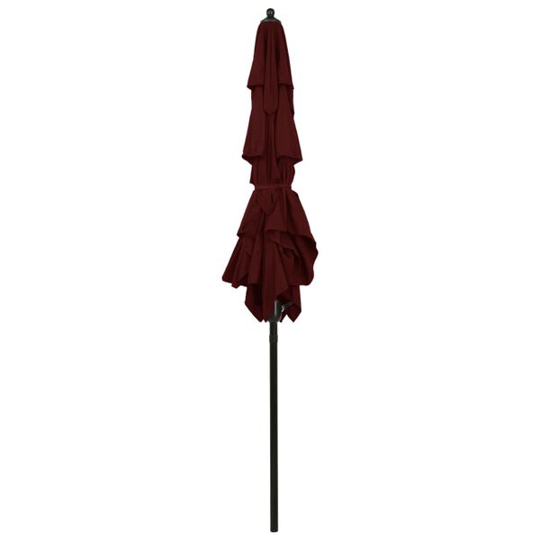 vidaXL Parasol de jardin &agrave; 3 niveaux m&acirc;t en aluminium rouge bordeaux