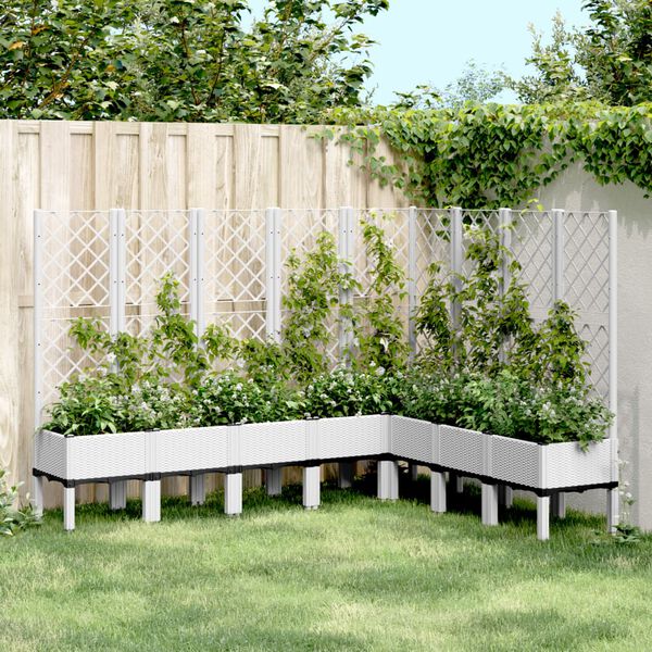 vidaXL Jardini&egrave;re avec treillis blanc 200x160x142 cm PP