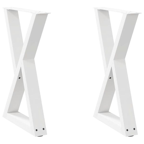 vidaXL Pieds de table &agrave; manger 2 pi&egrave;ces Blanc 50 x (72-73,3) cm Acier