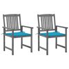 vidaXL Chaises de jardin et coussins lot de 2 Gris Bois acacia massif