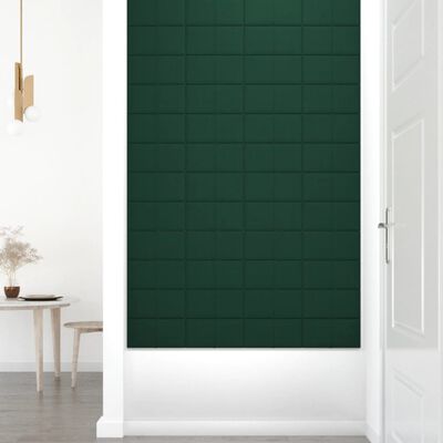 vidaXL Panneaux muraux 12 pcs Vert foncé 30x15 cm Tissu 0,54 m²