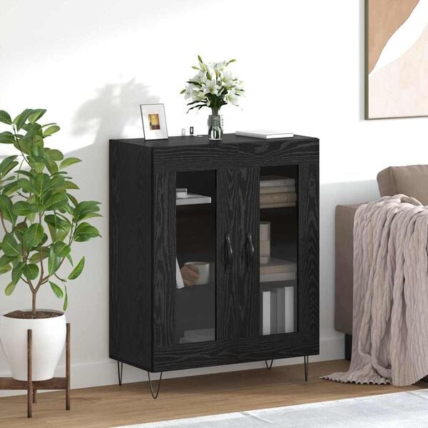 vidaXL Buffet Ch&ecirc;ne noir 69,5 x 34 x 90 cm Bois d'ing&eacute;nierie