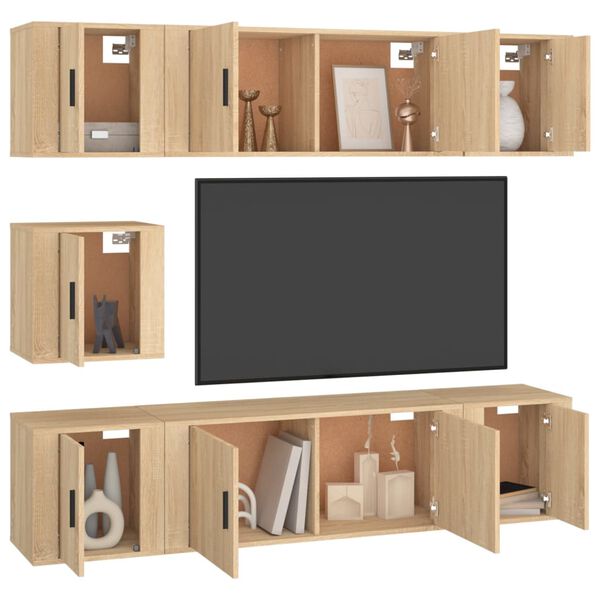 vidaXL Ensemble de meubles TV 7 pcs Ch&ecirc;ne sonoma Bois d'ing&eacute;nierie
