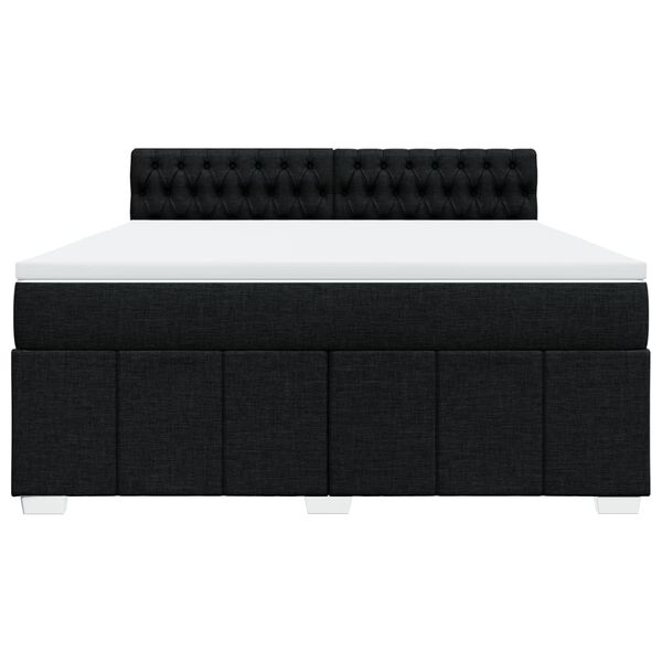 vidaXL Sommier &agrave; lattes de lit avec matelas Noir 180x200 cm Tissu