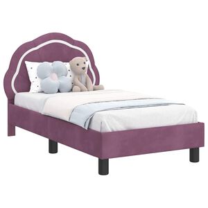 vidaXL Cadre de lit pour tout-petit avec t&ecirc;te de lit Pourpre Velours