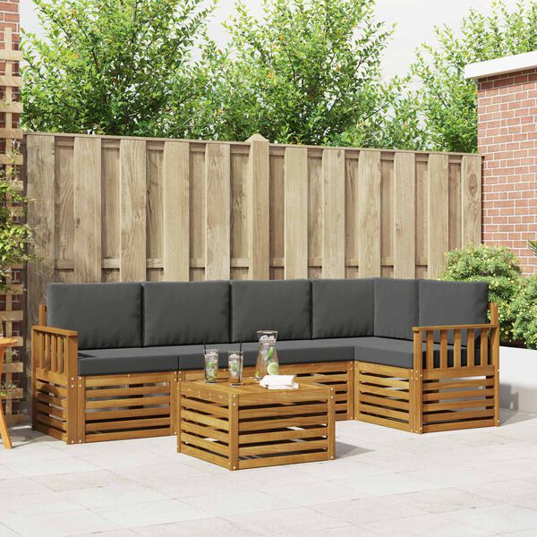 vidaXL Ensembles de canap&eacute;s avec coussin 6 pcs Naturel et Anthracite